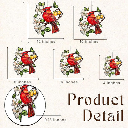 Cardinal Acrylic Suncatcher, Boho Suncatchers for Window Hanging Ornament, Memorial Stained Glass Effect Art Garden Decor for Cardinal Lover, Gifts for Mother's Day, Mom, Grandma, Wife, Women, Nana