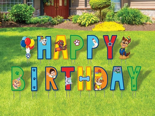 Paw Patrol Birthday Yard Signs with Metal Stakes, 16" Letters