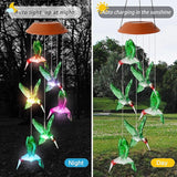 Hummingbird Solar Wind Chimes Color Changing Outdoor LED Solar Chimes Light Birthday Gifts for Women Garden Gifts for Mom Grandma Mothers Day Memorial Wind Chimes Outdoor Decor