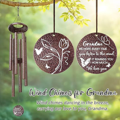 Gifts for Grandma, 25''Wind Chimes, Grandma Birthday Gifts for Grandmother from Granddaughter Grandson Grandkids, Mothers Day, Thanksgiving, Christmas Day Gift Ideas for Love Rreminder