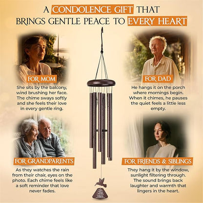 32 Inch Hummingbird Memorial Wind Chimes Outdoor, Sympathy Gifts for Loss of Loved One, Memorial Gifts for Loss of Mom, Sympathy Wind Chimes for Mother, Father, Brother, Sister