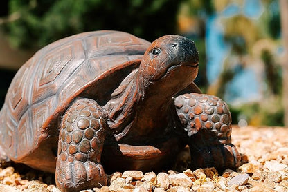 XBrand 21.3" L Brown and Black Concrete/MgO Walking Turtle Statue, Indoor or Outdoor Décor, Garden Décor, Turtle Statuary