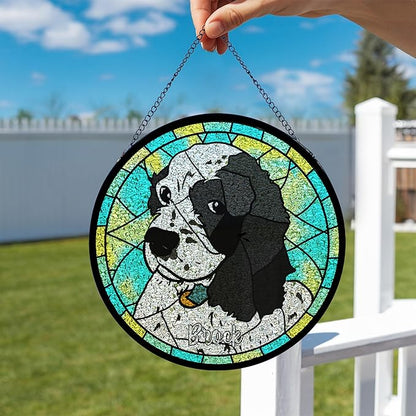 Custom Pet Stained Glass Suncatcher Dogs Ornament Remembrance Gifts for Pets Lovers, Personalized Pets Memorial Gifts for Dogs Window Hanging, Pet Memorial Gift, Custom Photo Gift for Loss of Dog