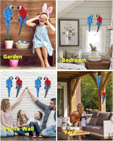 2Pcs Large Parrot Decor Outdoor Tiki Bar Decorations Realistic Parrot Statues for Outside Lifelike Bird Fake Macaw Sculptures Garden Patio Yard Law Tropical Tree Wall Decoration(Blue, Red)