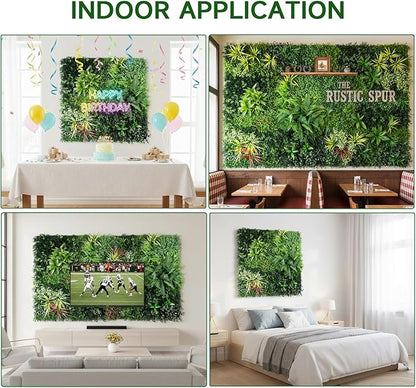 Artificial Plant Wall Panels, 40"x 40" Greenery Boxwood Panels with UV Protection, Faux Grass Ivy Privacy Screen Fence, Grass Wall Backdrop for Indoor Outdoor Garden Backyard Decor