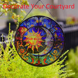 Hanging Stained Glass for Windows,20cm/7.87inch Sun and Moon Hand-Painted Sun Catcher Garden Hangings Christmas Mother's Day, Valentine's Day Ornaments Festival Gift
