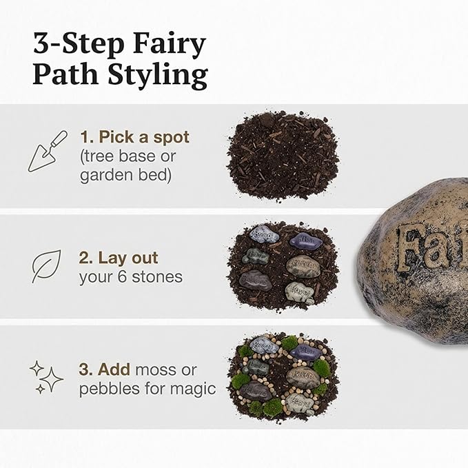 Lulu Decor, 100% Cast Iron Fairy Sayings Stepping Stones Garden Decor Fairy Garden Accessories (Set of 6)
