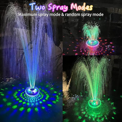 LanPool Floating Water Fountain with Underwater Lights, Powered Pump Outdoor, 2 Modes Sprinkler Waterfall Fountain for Inground Above Ground Pool, Pond-Light Blue-1PC