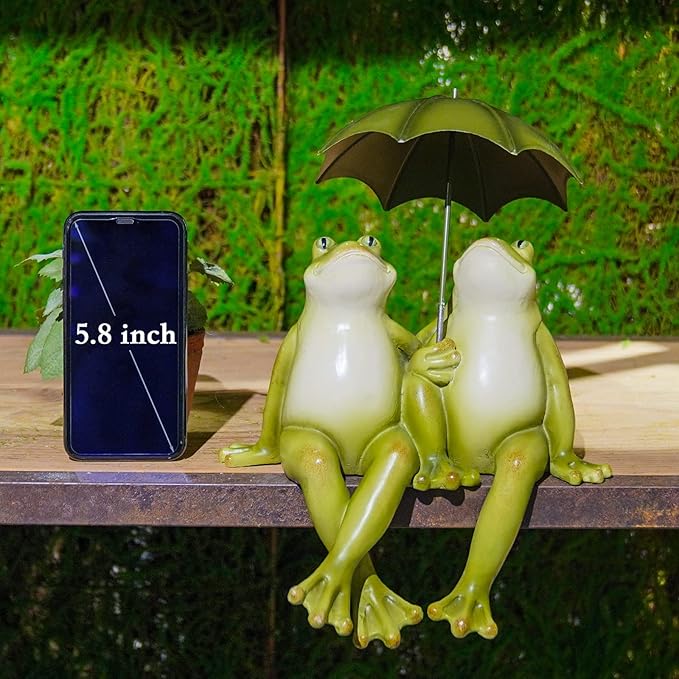 Couple Frogs Garden Outdoor Statue - Frogs Decor Garden Statue 8.5" x 11" x 6.5"