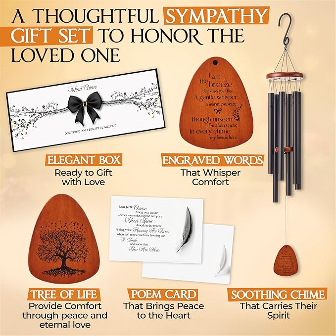 32 Inch Memorial Wind Chimes Outdoor, Wind Chimes for Loss of Loved One, Memorial Gifts for Loss of Mom, Sympathy Gifts for Mother, Father, Brother, Sister