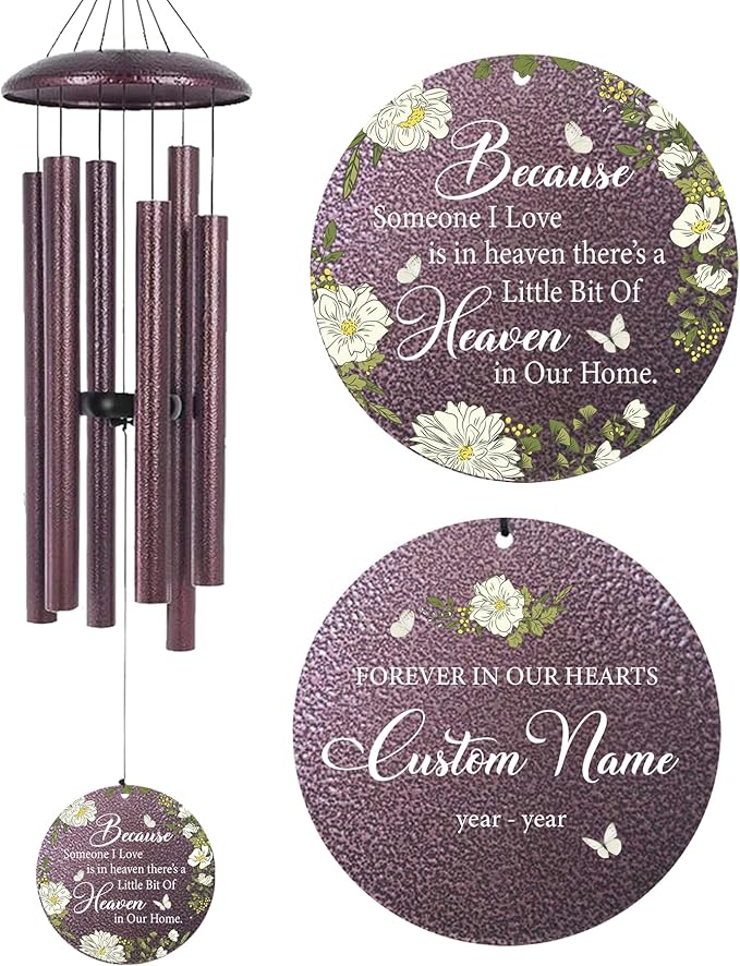 Memorial Wind Chimes Personalized, Memorial Gifts for Loss of Loved One Mother Father, Sympathy Wind Chime for Bereavement Remembrance Condolences
