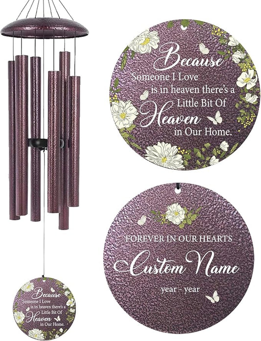 Memorial Wind Chimes Personalized, Memorial Gifts for Loss of Loved One Mother Father, Sympathy Wind Chime for Bereavement Remembrance Condolences