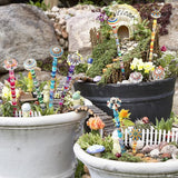 Silipull 255 Pcs 14 Inch Garden Stakes Decorative Ceramic Mushroom and Pumpkin Round Beaded Garden Stakes Decor Fairy Sticks for Indoor Outdoor Yard Lawn Pathway Patio Decoration