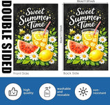 Nuxovilar Summer Garden Flag Sweet Summer Time Lemon Drink Watermelon Pattern Polyester 12x18 Inches Garden Flags for Outside Floral Decor Yard Porch Lawn
