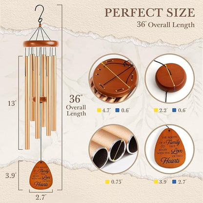 Leebbsin 50th Wedding Anniversary Wind Chime, Happy 50th Anniversary Romantic Gifts for Couple, Parents, Wife, Husband, Friends, Golden Anniversary's Keepsake Gifts Ideas-Large 36''