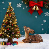 Deer Garden Statue, Outdoor Decorative Sculpture Brown with White Spots, 8.2 x 9.45 x 5.1 inches Yard Lawn Decor Deep Forest Deer