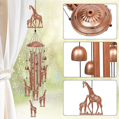 YHmall Giraffe Wind Chimes for Outside, 35" Giraffe Gifts for Women Mom Men Metal Windchimes Outdoors Hanging Lights for Yard Patio Garden Decor