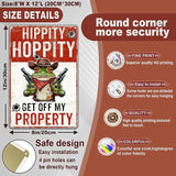 Frog Decor Funny Yard Sign Hippity Hoppity Get Off My Property Outdoor No Trespassing Warning Signs for Door Yard 8x12 Inch