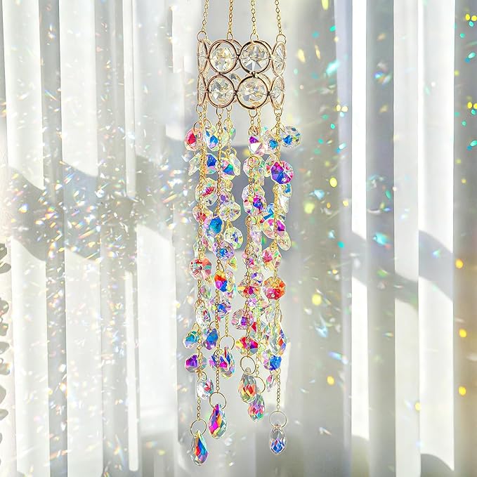 H&D HYALINE & DORA 19 Inch Garden Crystal Suncatchers Sun Catchers Indoor Window Gold-Plated Sun Catcher for Indoor Outdoor and Party Decor (Colorful)