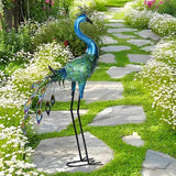 Metal Peacock Statue Yard Decor - Large Iron Peacock 34", Standing Bird Garden Sculptures, Metal Birds Yard Art Outdoor Statues, Outdoor Backyard Decor, Patio, Porch, Lawn Ornament Garden Decoration