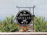 Metal Welcome to Our Backyard Sign,Personalized Patio Signs and Decor Outdoor, Metal Backyard BBQ Man Cave Sign