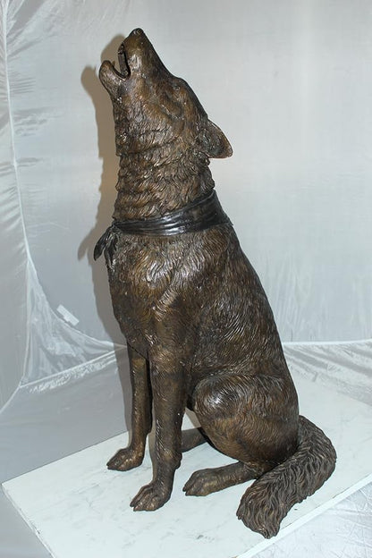 Nifao Howling Wolf Metal Garden Statue – Modern Hand-Finished Stunning Large Sculpture, Elegant Outdoor Décor for Yard, Patio, or Landscape for Animal Lovers, 16" L x 20" W x 37" H