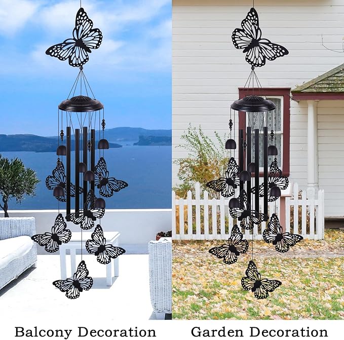Butterfly Wind Chimes Outdoor Decoration, Mobile Wind Catcher, Retro Wind Bells, Memorial Wind Chime, Blessing Windchime for Home, Balcony, Yard, Room, Xmas, Party, Indoor, Garden Decor, Gifts for Mom