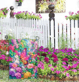 Spring Garden Flag for Outside 12x18 Inch Double Sided, Butterfly Flowers Small Yard Outdoor Flags for Seasonal Spring Summer Farmhouse Holiday Decoration