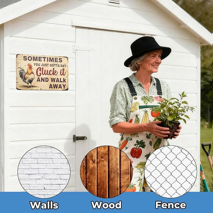 Funny Tin Signs Chicken Coop Decor Outdoor Vintage Rooster Gifts Yard-signs Decorative Signage For Farm and Garden 8×12 inches (L)