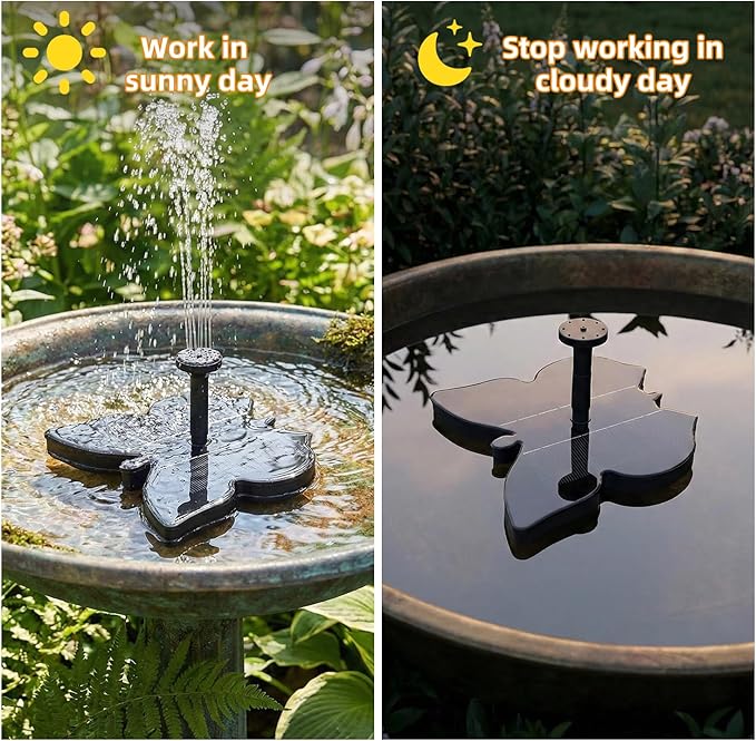 Solar Fountain Bird Bath Fountain Pump,Water Fountain Outdoor Garden,Free Standing Floating Solar Powered Water Fountain Pump for Bird Bath, Garden, Pond, Pool, Outdoor﻿
