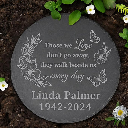 Memorial Garden Stone - Personalized Bereavement Gift for Loss of Loved One - Round
