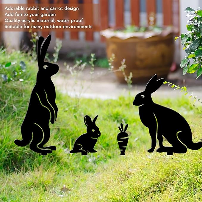 Water Proof Metal Bunny Rabbit Garden Statue with Carrot - Charming Outdoor Decor for Lawn and Courtyard