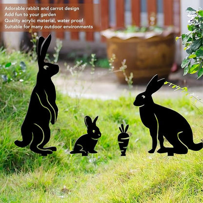 Water Proof Metal Bunny Rabbit Garden Statue with Carrot - Charming Outdoor Decor for Lawn and Courtyard