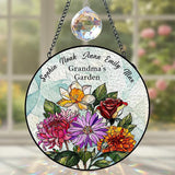 Personalized Mothers Day Stained Glass Gifts for Grandma, Custom Flower Windows Hanging with Kids Name, Suncatcher Ornament Decor Mom Gift from Daugher