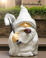 Leverse Whimsical Garden Gnome Statue with Shovel - 5.9 Inch Resin Outdoor Decor, Waterproof White Figure for Yard & Patio (Shovel)