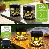 Solar Outdoor Fence Lights Decoration 2 Pack, Solar Wall Step Deck Lights Outdoor Garden Decor with Mandala Theme for Yard Art Porch Patio Backyard