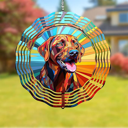 Labrador Retriever Wind Spinner Dog Memorial Gifts, Vibrant 3D Kinetic Aluminum Metal Yard Art, Loss of Dogs Sympathy Gifts, Hanging Outdoor Garden Decor, 8" Wind Sculptures for Patio, Porch (LR 3)