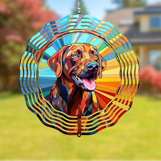Labrador Retriever Wind Spinner Dog Memorial Gifts, Vibrant 3D Kinetic Aluminum Metal Yard Art, Loss of Dogs Sympathy Gifts, Hanging Outdoor Garden Decor, 8" Wind Sculptures for Patio, Porch (LR 3)