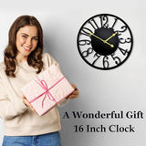 16 Inch Large Outdoor Clock, Silent Battery Operated Modern Wall Clock, Black Metal Decorative Clock for Patio, Porch, Pool Area, Farmhouse, Living Room
