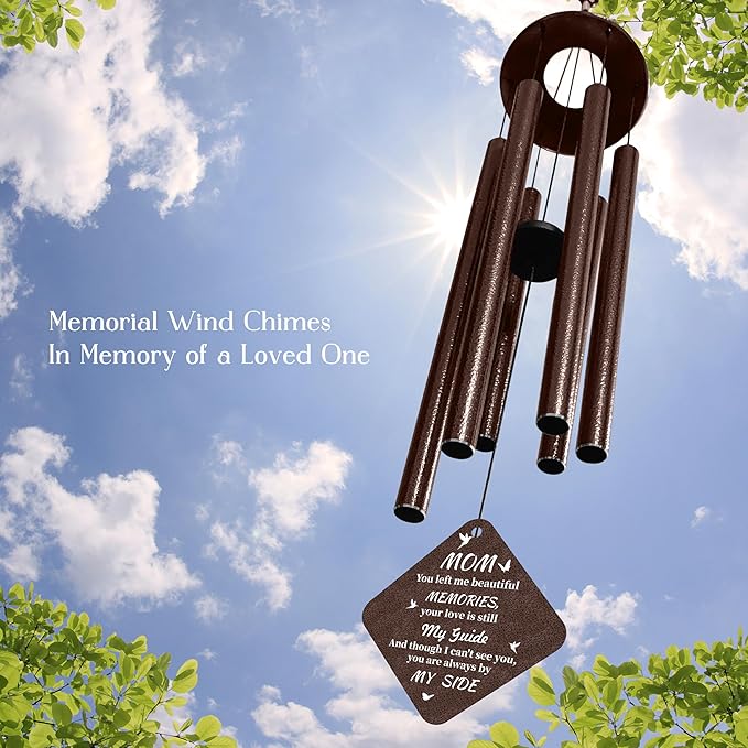 32" Wind Chimes for Outside - Metal Memorial Wind Chimes for Loss of Mom Loved One, Sympathy and Bereavement Gift,Ideas, Appropriate Gift Box Poetry Card(Mom)