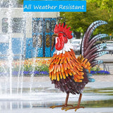 Shorayn Rooster Garden Statue Metal Chicken Yard Art Decor Outdoor Sculpture Figurines