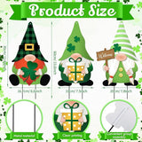 LEIFIDE 3 Pcs St. Patrick's Day Garden Decor for Outside, Metal Green Gnome Stakes, Saint Patricks Day Decorative Welcome Signs Stakes with Shamrocks for Outside Outdoor Irish Yard Lawn Backyard Porch