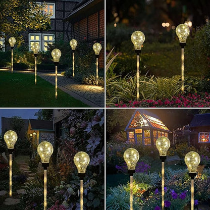Huacenmy Solar Lights Outdoor Garden Decorative Waterproof 6 Pack Bulb Lights Outside Solar Pathway Lights for Garden Home Christmas Landscape Path Yard Lawn Driveway Flowerbed Decor - Warm White