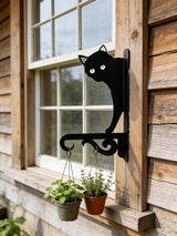 Iron Plant Hangers Hooks for Outdoor -10inch Hanging Plants Flower Fern Pots Lantern Bird Feeder Wind Chimes for Porch Garden Farmhouse (The cat Hiding in The Dark)
