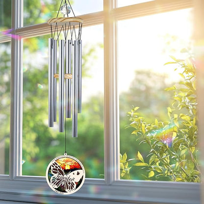 Personalized Butterfly Wind Chimes for Outside, Custom Crystal Your Wings were Ready But My Heart was Not Ornament, Sympathy Gifts for Loss of Loved One, Memorial Windchimes for Garden Décor