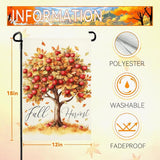 Fall Garden Flag Red Apple Fall Harvest Yard Flag Autumn Tree Maple Leaves Vertical Double Sided Garden Flags Thanksgiving Holiday House Banner Outside Decorations 12x18 Inch