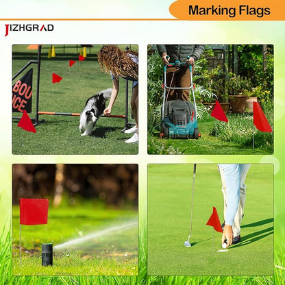 20Pack Red Marking Flags, JIZHGRAD 13x4x5 Inch Marker Flags Use for Yard & Lawn, Boundary & Dog Training, Survey & Landscape, Sprinkler & Surveyor, Garden & Construction, High Visibility, Sturdy, Versatile, UV & Weather Resistant