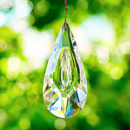 5" Hanging Crystal Prism Suncatcher Ornament Faceted Clear Crystal Drop Rainbow Maker Pendant for Window Garden Decor Ornament for Christmas Tree