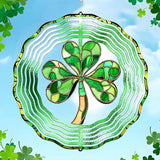 St. Patricks Day Wind Spinner-Outdoor Hanging Decorations Green Clover Shamrock Wind Spinners for Yard and Garden Stainless Steel Windspinners for Outside Hanging Ornament Gifts for Friends Neighbors