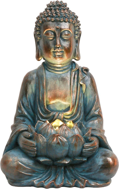 TERESA'S COLLECTIONS Meditating Buddha Statue for Garden Decor with Outdoor Solar Lights, Large Resin Outdoor Decor Garden Statue Sculpture for Home Lawn Yard Decor Gifts for Mom, 10.4''